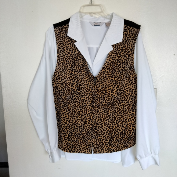 Style Studio Trio Animal Print Vest Skirt Blouse Ensemble Sz. 1X Y2K Boho USA - Picture 6 of 16